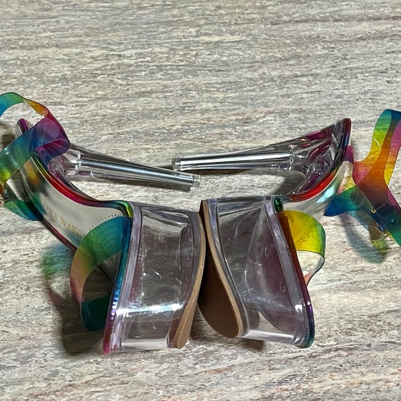 NWOB Azalea Wang Croix Rainbow 🌈 open toe strapped high heels sandals - Picture 7 of 16
